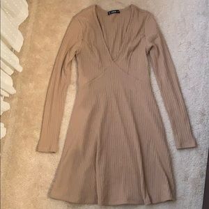SHEIN Long Sleeve Tan Dress